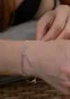 Браслет срібний потрійний кульки з ланцюжками снейк 006906
