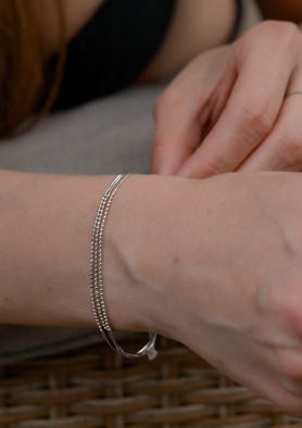 Браслет срібний потрійний кульки з ланцюжками снейк 006906