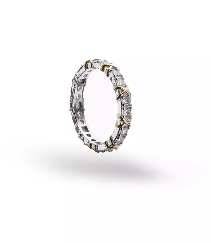 Каблучка срібна із крупним цирконієм діамантової огранки 006918