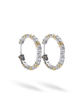 Сережки - кільця с крупним цирконіем діамантової огранки 006917