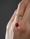 Кольцо серебряное с цепочкой и кораллом 006365