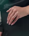 Кольцо серебряное с цепочкой и кораллом 006365