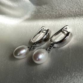 Срібні сережки з перлами 002364