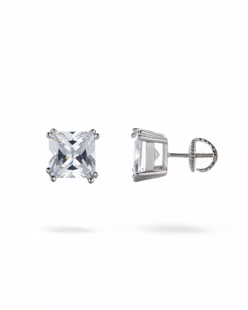 Сережки - пусети (гвоздики) із цирконієм Квадрат 0,8*0,8см 006940