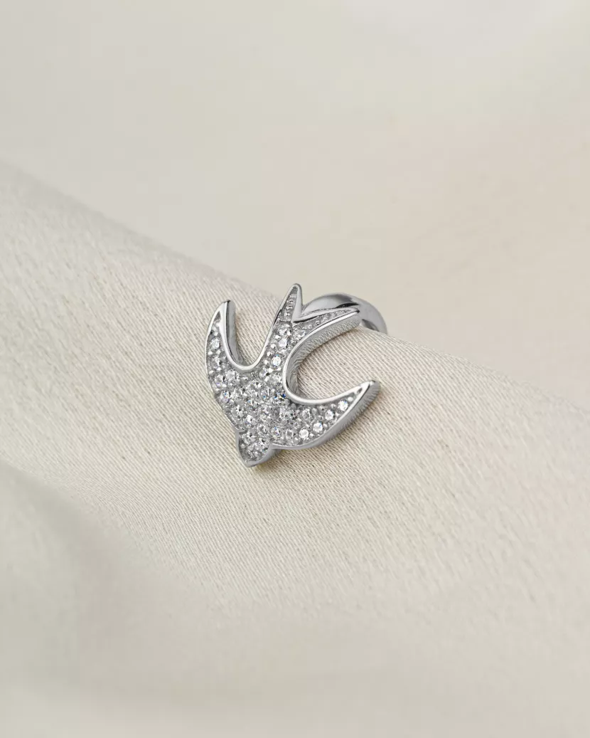 Сережка - кафа з цирконієм діамантового огранювання Птах 006932