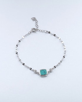 Браслет срібний квадрат з бірюзою 006746