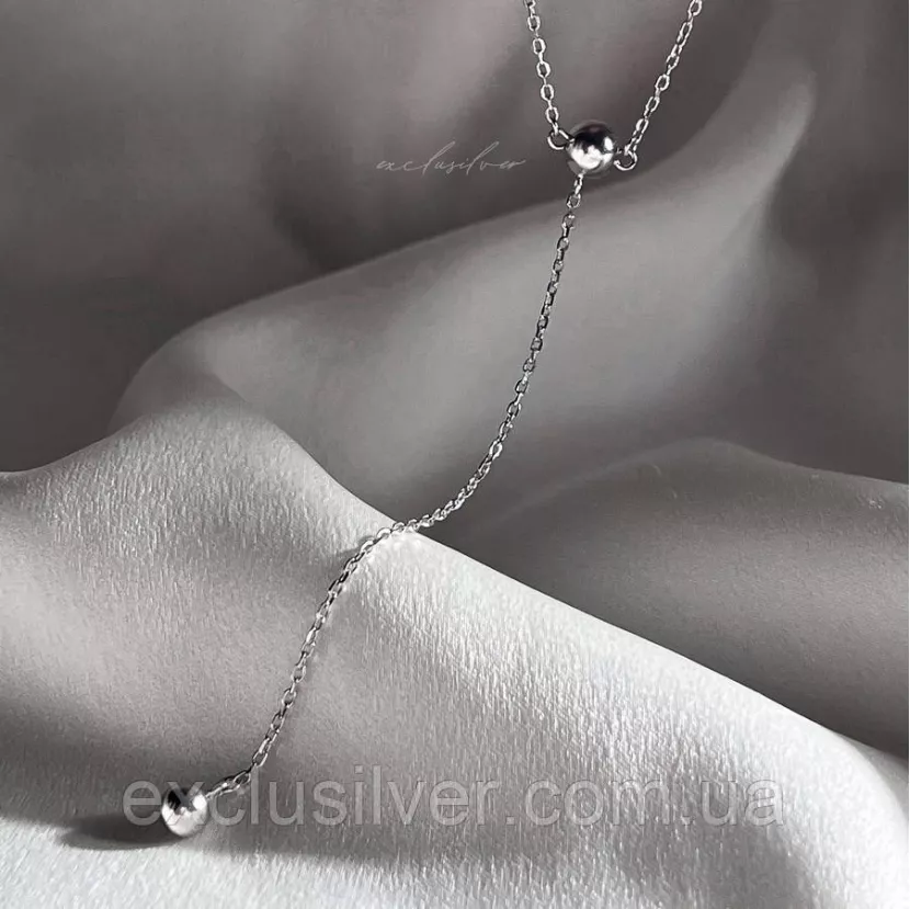 Срібне кольє-краватка з кульками Exclusilver 925 проба