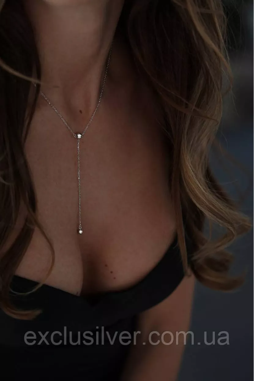 Срібне кольє-краватка з кульками Exclusilver 925 проба