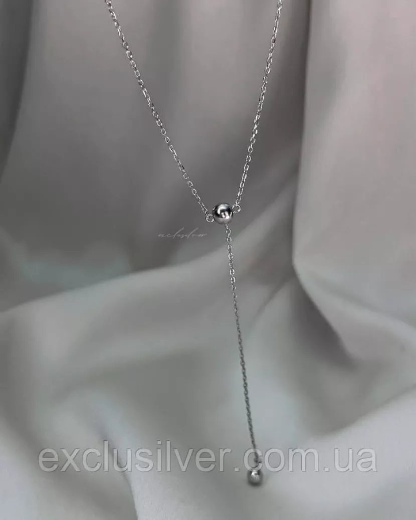 Срібне кольє-краватка з кульками Exclusilver 925 проба