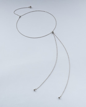 Срібне кольє-краватка з кульками трансформер 006922