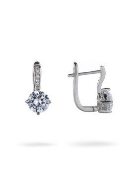 Серьги серебряные Classic с цирконием бриллиантовой огранки 006969