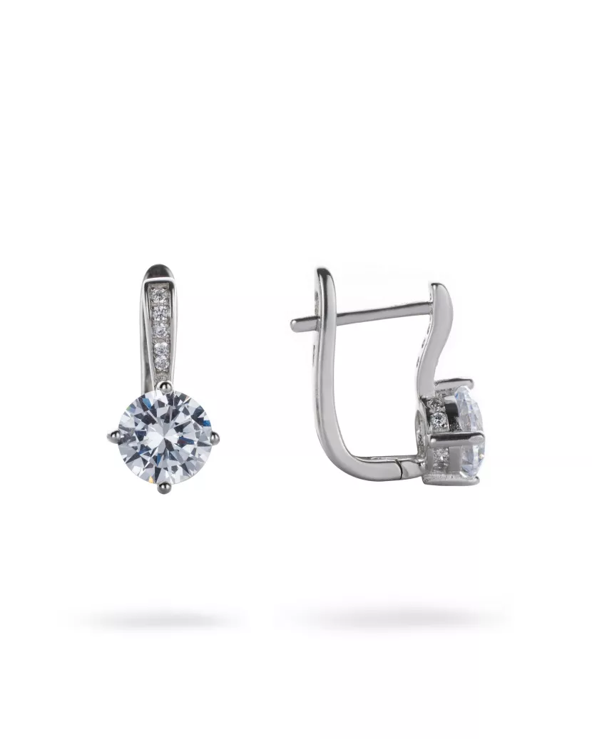 Сережки срібні Classic з цирконієм діамантової огранки 006969
