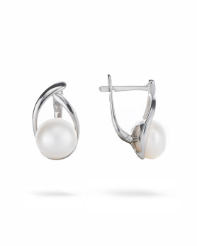 Серьги серебряные с жемчугом 006949