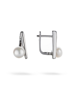 Серьги серебряные с жемчугом Геометрия 006948
