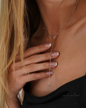 Срібне кольє-краватка з кульками Exclusilver 925 проба