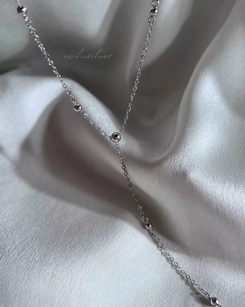 Срібне кольє-краватка з кульками Exclusilver 925 проба