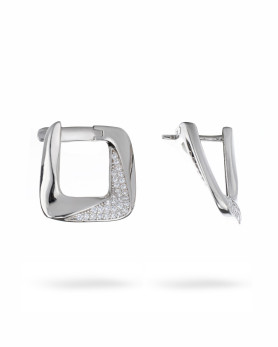 Сережки срібні Ромби у розсипу з цирконієм діамантового огранювання 006965