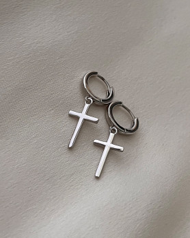 Сережки срібні з хрестиками висячі 006888