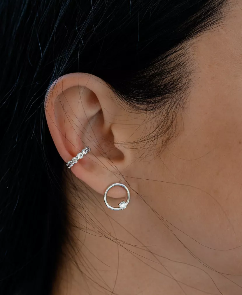 Сережки - пусети (гвоздики) Коло з цирконієм діамантової огранки 006963