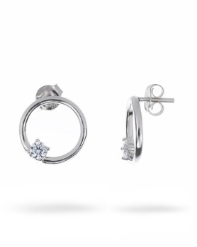 Сережки - пусети (гвоздики) Коло з цирконієм діамантової огранки 006963