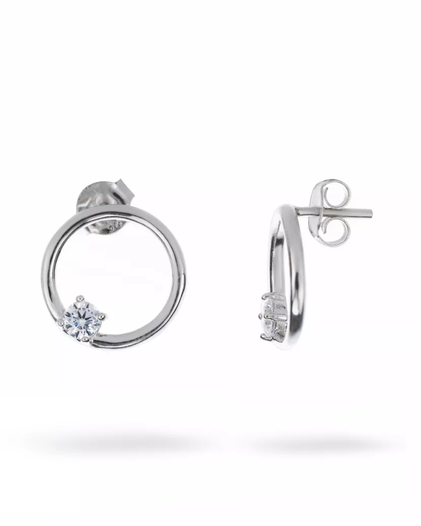 Сережки - пусети (гвоздики) Коло з цирконієм діамантової огранки 006963