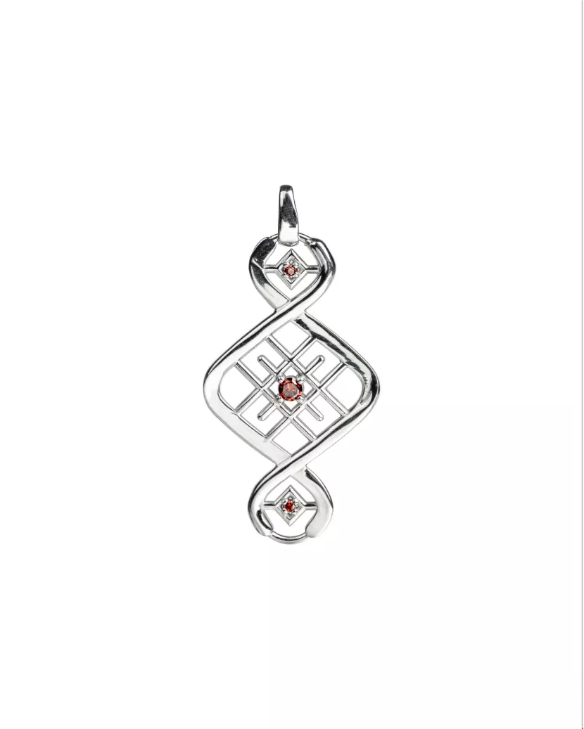 Підвіс срібний ДНК Нації з гранатовим цирконієм 007002