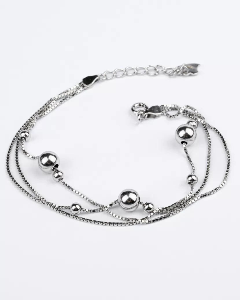 Браслет срібний потрійний Кулі 006991