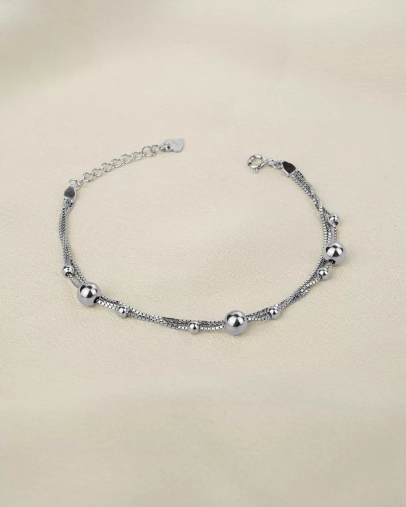 Браслет срібний потрійний Кулі 006991