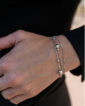 Браслет срібний потрійний Кулі 006991