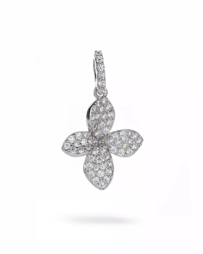 Підвіс срібний Квітка із цирконієм діамантового огранювання 007013