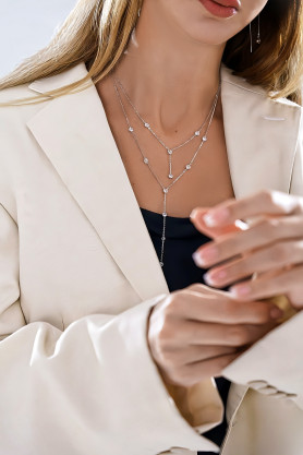 Кольє срібне із цирконієм Ранкова роса 925 °