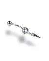Пірсинг срібний в пупок з крупним цирконієм діамантового огранювання та підвіскою 006974