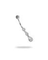 Пірсинг срібний в пупок з крупним цирконієм діамантового огранювання та підвіскою Три каплі 006976