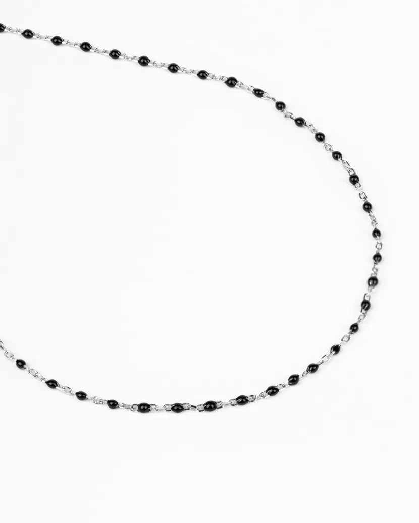 Срібне кольє-ланцюжок з чорною емаллю 006791