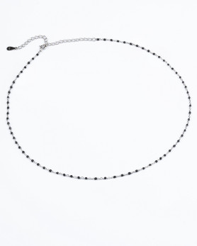 Срібне кольє-ланцюжок з чорною емаллю 006791
