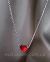 Срібний ланцюжок-кольє Червоне серце з емаллю, 925 проба