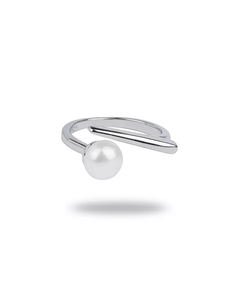 Каблучка срібна з перлиною Геометрія 006947