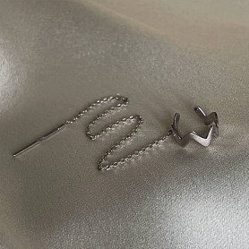 Сережка - кафа срібна із ланцюжком Корона 003610