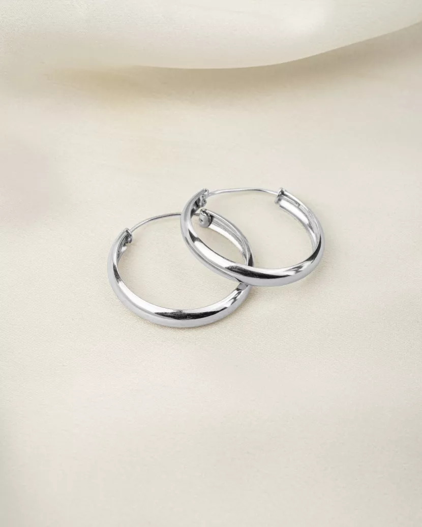 Сережки — кільця срібні широкі 2,5см 006941