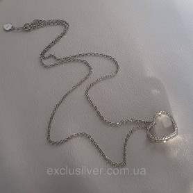 Кольє срібне Серце із цирконієм діамантового огранювання
