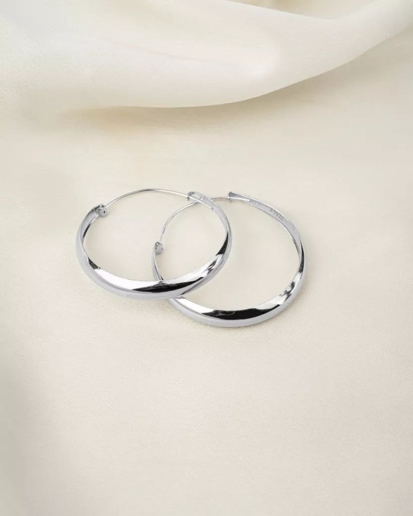 Сережки — кільця срібні широкі 4см 006942