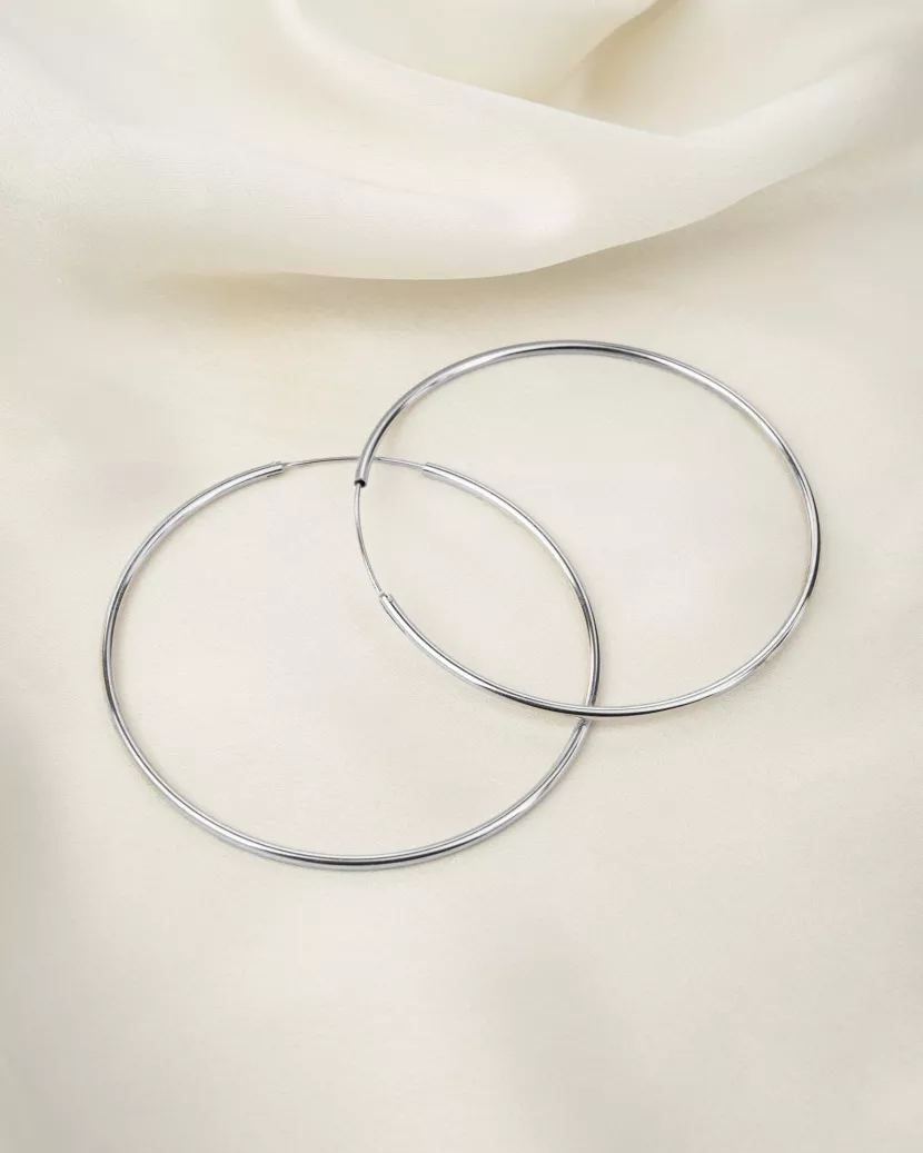 Сережки — кільця срібні 6 см 006391