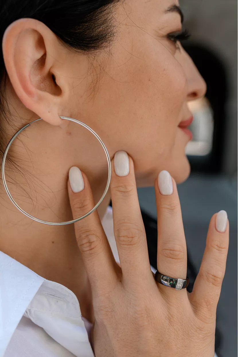 Сережки — кільця срібні 6 см 006391