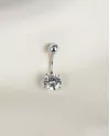 Пірсинг срібний в пупок з крупним цирконієм діамантового огранювання 006979