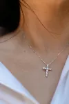 Кольє-ланцюжок срібне із цирконієм Хрестик 006990