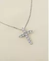 Кольє-ланцюжок срібне із цирконієм Хрестик 006990