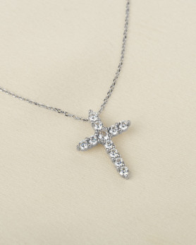 Кольє-ланцюжок срібне із цирконієм Хрестик 006990