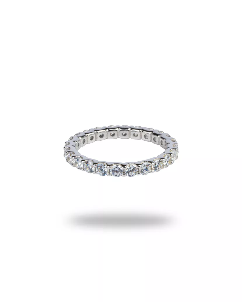 Каблучка срібна із цирконієм діамантової огранки 006981