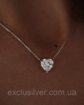 Срібний ланцюжок-кольє Cерце 006339