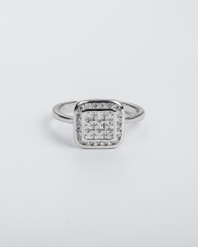 Каблучка срібна Квадрат із цирконієм діамантового огранюванню 007039